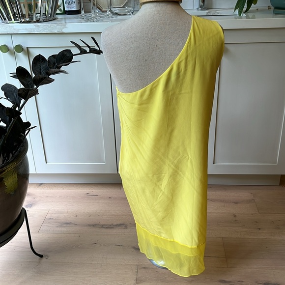 EUC lemon yellow classic layered silk one shoulder sheath dress from Tibi - Picture 6 of 11